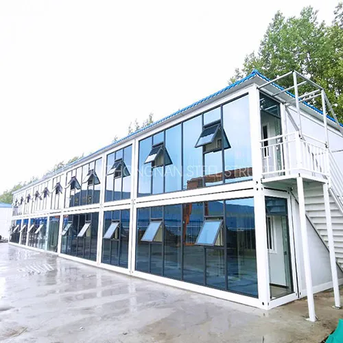 prefabricated house with glass curtain wall used as office