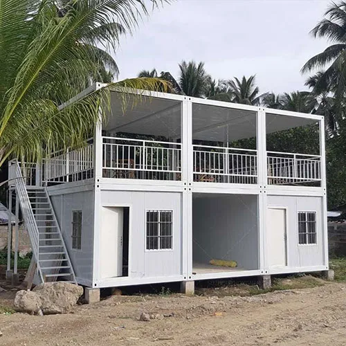 Two-story house built from flat pack container house in the Philippines