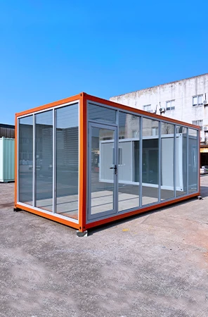 Glass curtain-front container shop